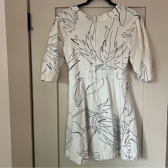 Banana Republic Linen Blend Mini Dress Size 4P Stone Washed Tropical Print - Picture 6 of 8